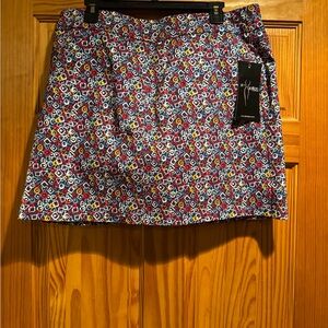 Slim Sation Women's Geometric Skort in Navy, Red, Yellow Size 16